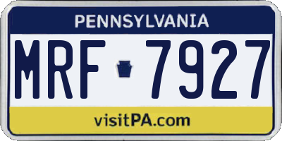 PA license plate MRF7927