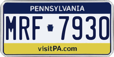 PA license plate MRF7930