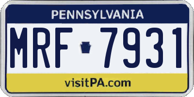 PA license plate MRF7931
