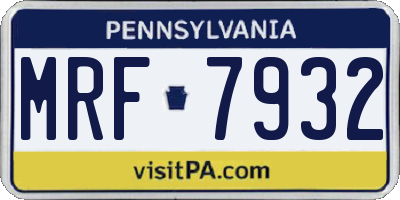 PA license plate MRF7932