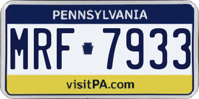 PA license plate MRF7933