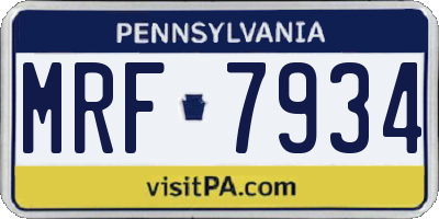 PA license plate MRF7934