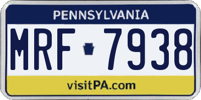 PA license plate MRF7938