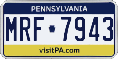 PA license plate MRF7943