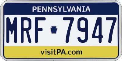 PA license plate MRF7947