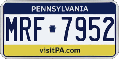 PA license plate MRF7952