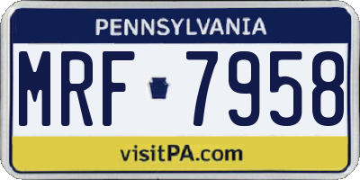 PA license plate MRF7958