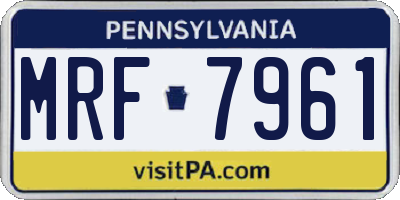 PA license plate MRF7961