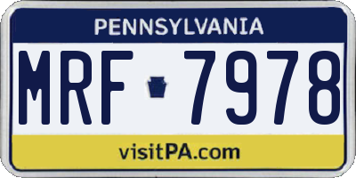 PA license plate MRF7978