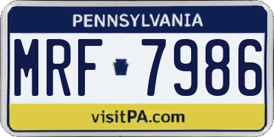 PA license plate MRF7986