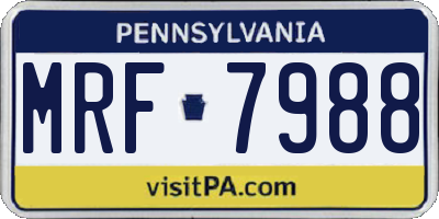 PA license plate MRF7988