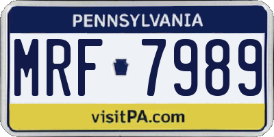 PA license plate MRF7989