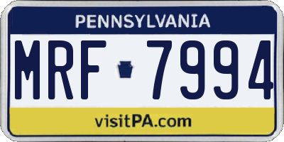 PA license plate MRF7994
