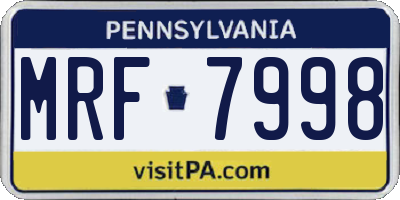 PA license plate MRF7998