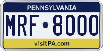 PA license plate MRF8000