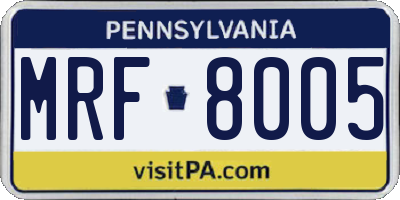PA license plate MRF8005