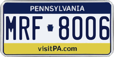PA license plate MRF8006