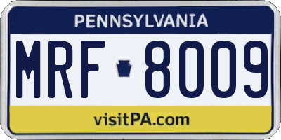 PA license plate MRF8009