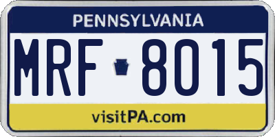 PA license plate MRF8015