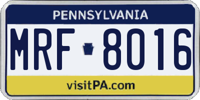 PA license plate MRF8016