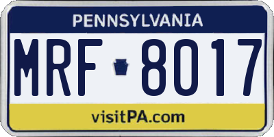PA license plate MRF8017