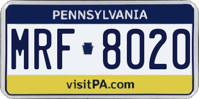 PA license plate MRF8020