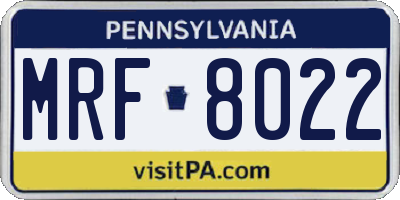 PA license plate MRF8022
