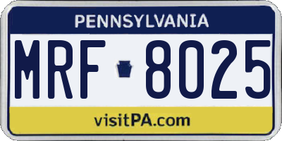 PA license plate MRF8025