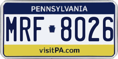 PA license plate MRF8026