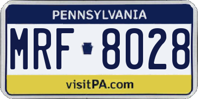 PA license plate MRF8028