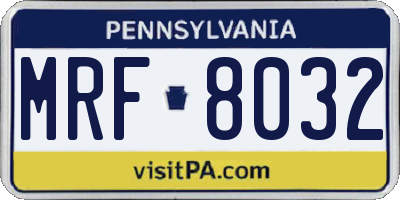 PA license plate MRF8032