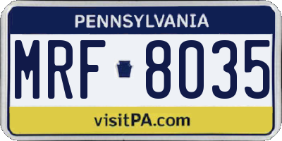 PA license plate MRF8035