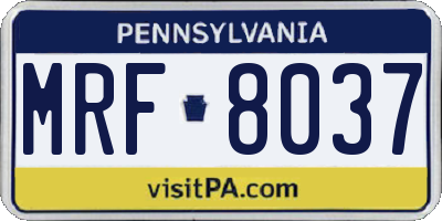 PA license plate MRF8037