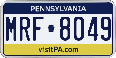 PA license plate MRF8049
