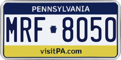 PA license plate MRF8050