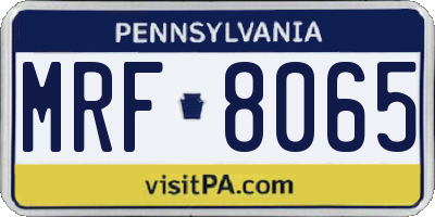 PA license plate MRF8065