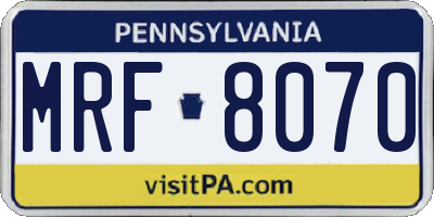 PA license plate MRF8070