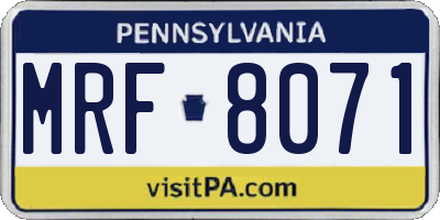 PA license plate MRF8071