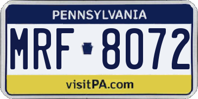 PA license plate MRF8072