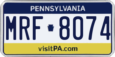 PA license plate MRF8074