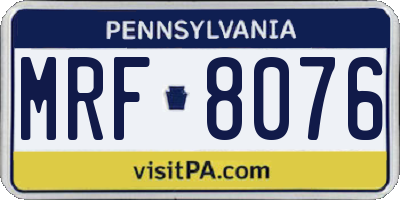 PA license plate MRF8076