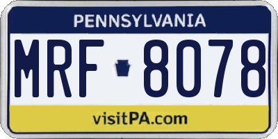 PA license plate MRF8078