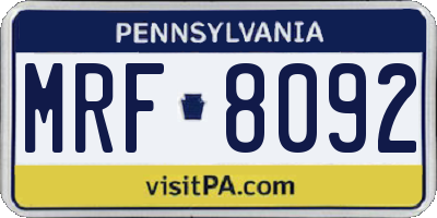 PA license plate MRF8092