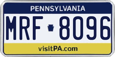 PA license plate MRF8096