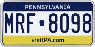 PA license plate MRF8098