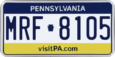 PA license plate MRF8105