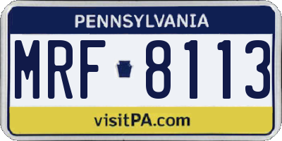PA license plate MRF8113