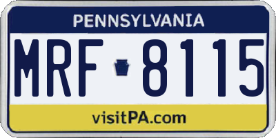 PA license plate MRF8115