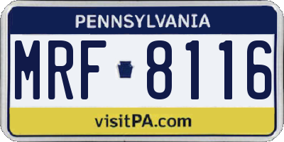 PA license plate MRF8116