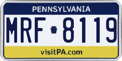 PA license plate MRF8119
